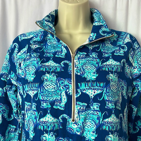 Lilly Pulitzer Blue Elephant Zip Up Sweatshirt Top **Size XS** 🐘🐘 - Picture 3 of 4